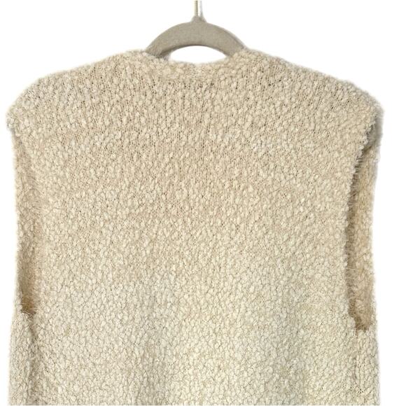 Wendy Williams Lagenlook Popcorn Ivory Long Open Cardigan Size M Cozy Sleeveless - Picture 7 of 10